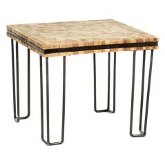 Τραπέζι σαλονιού από ξύλινους κορμούς σε Φυσικό Ξύλο,Μέταλλο 55x55x40cm