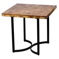 Τραπέζι βοηθητικό με μεταλλικά μαύρα πόδια Καφέ Ξύλο 80x80x75cm