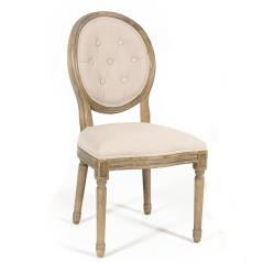 Καρέκλα ξύλινη καπιτονέ πλάτη με 7 κουμπιά Μπεζ Ύφασμα 49x49x99cm