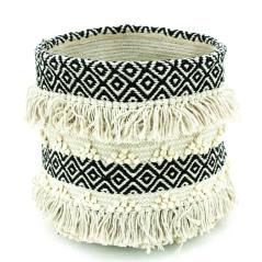 SH-160 Boho Καλάθι απλύτων Ασπρόμαυρο Πολυεστέρας 35x35x35cm