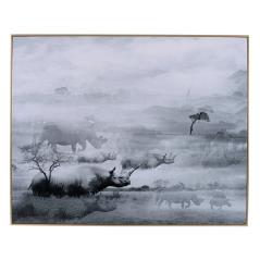 Foggy Πίνακας διακοσμητικός Ασπρόμαυρο Μέταλλο,Γυαλί 150x5x125cm
