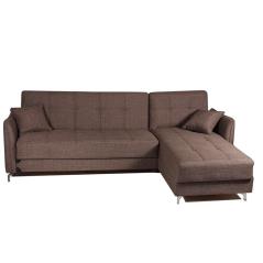 EMILIA Καναπές κρεβάτι γωνία καφέ Ύφασμα 260x160x91cm (Κρεβ. 235x120cm)
