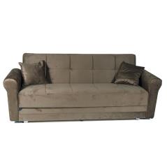FABELLO Καναπές-κρεβάτι τριθέσιος Καφέ Βελούδο 220x80x82cm (Κρεβ. 112x185cm)