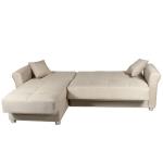 FABELLO Καναπές-κρεβάτι γωνία Εκρού Ύφασμα 258x145x80cm (Κρεβ. 112x205cm)