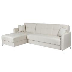EMILIA Καναπές-κρεβάτι γωνία Άσπρο Ύφασμα 260x160x91cm (Κρεβ. 235x120cm)