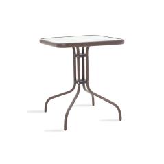 Watson Τραπέζι κήπου μέταλλο καφέ-γυαλί 60x60x70cm