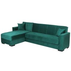 PORTO Καναπές-κρεβάτι γωνία Πράσινο Βελούδο 270x165x84cm (Κρεβ. 240x105cm)