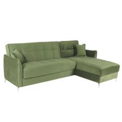 EMILIA Καναπές-κρεβάτι γωνία Χακί-Πράσινο Βελούδο 260x160x91cm (Κρεβ. 235x120cm)