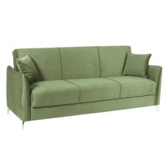 FELLIS Καναπές-κρεβάτι τριθέσιος Χακί-Πράσινο Βελούδο 220x85x90cm (Κρεβ. 107x190cm)