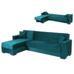 PORTO Καναπές-κρεβάτι γωνία Πετρόλ Βελούδο 270x165x84cm (Κρεβ. 240x105cm)