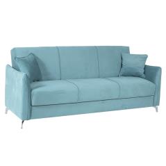 FELLIS Καναπές-κρεβάτι τριθέσιος Γαλάζιο Ύφασμα 220x85x90cm (Κρεβ. 107x190cm)