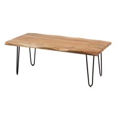 Τραπέζι Αναμονής με μαύρα μεταλλικά πόδια Φυσικό Ξύλο 120x60x46cm