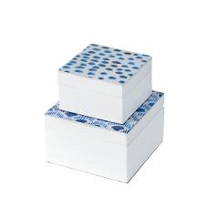 Κουτιά διακοσμητικά Σετ/2 Άσπρο Ξύλο 14x14x9cm