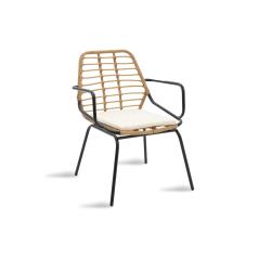 Naoki Πολυθρόνα κήπου pe φυσικό-μέταλλο μαύρο 60x63x82cm