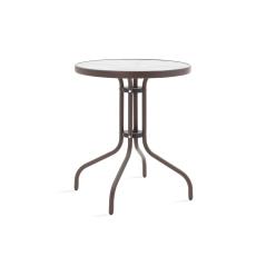 Watson Τραπέζι κήπου μέταλλο καφέ-γυαλί Φ60x70cm