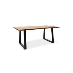 Miles Τραπέζι μασίφ ξύλο χρώμα καρυδί-πόδι μέταλλο μαύρο 200x96x79 cm