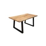 Miles Τραπέζι μασίφ ξύλο χρώμα καρυδί-πόδι μέταλλο μαύρο 160x90x79 cm