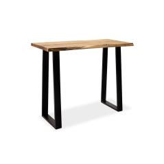 Miles Τραπέζι μπαρ-κονσόλα μασίφ ξύλο χρώμα καρυδί-πόδι μέταλλο μαύρο 120x53x97 cm