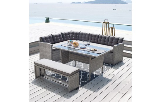 CENTER SET STEEL (ΤΡΑΠ+3Θ+3Θ ΓΩΝ+ΠΑΓΚ) WICKER ΓΚΡΙ/ΜΑΞ.ΣΚ.ΓΚΡΙ CENTER SET STEEL (ΤΡΑΠ+3Θ+3Θ ΓΩΝ+ΠΑΓΚ) WICKER ΓΚΡΙ/ΜΑΞ.ΣΚ.ΓΚΡΙ