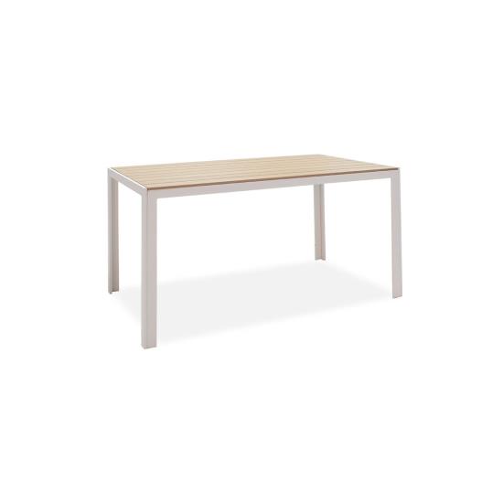 Τραπέζι κήπου Nares αλουμίνιο λευκό-plywood φυσικό 140x80x72.5εκ