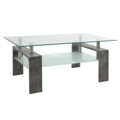 Maiha Τραπέζι σαλονιού γυαλί χρώμα ποδιών γκρι cement 100x60x42,5 cm