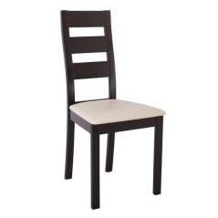 MILLER Καρέκλα Οξυά Σκούρο Καρυδί, PVC Εκρού 45Χ52Χ97