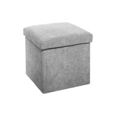 Σκαμπό-μπαούλο Woly pakoworld ύφασμα γκρι 38x38x38εκ