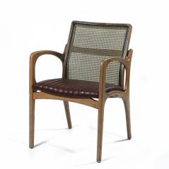 ARMONI Πολυθρόνα με ξύλινα μπράτσα, κάθισμα τεχνόδερμα zeugma 320, χρώμα σκελετού oak and black 61x57x81cm
