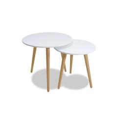 Smith Βοηθητικά τραπέζια σαλονιού σετ 2τμχ χρώμα λευκό ματ-φυσικό 50x50x46 cm