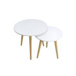 Smith Βοηθητικά τραπέζια σαλονιού σετ 2τμχ χρώμα λευκό ματ-φυσικό 50x50x46 cm