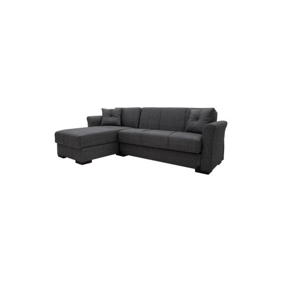 Γωνιακός καναπές-κρεβάτι Aster pakoworld αναστρέψιμος γκρι 240x80/150x80εκ