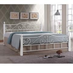 ADEL Κρεβάτι Διπλό Μέταλλο Βαφή Άσπρο - Ξύλο Απόχρωση Άσπρο (για Στρώμα 160x200cm) 165x211x92cm