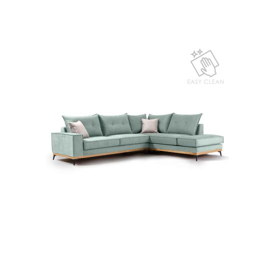 Luxury II Γωνιακός καναπές αριστερή γωνία ύφασμα ciel-cream 290x235x95cm