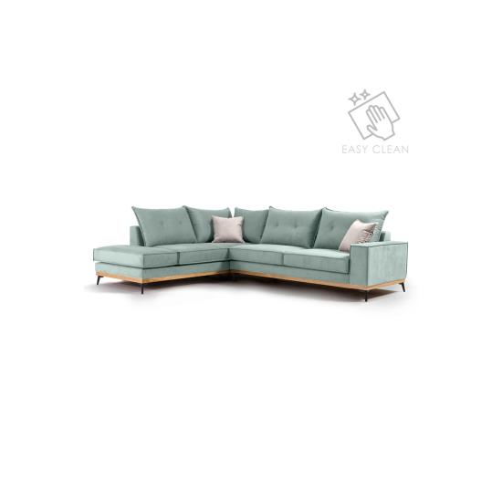 Luxury II Γωνιακός καναπές δεξιά γωνία ύφασμα ciel-cream 290x235x95cm