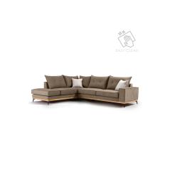 Luxury II Γωνιακός καναπές δεξιά γωνία ύφασμα mocha-cream 290x235x95cm