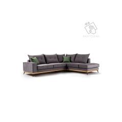 Luxury II Γωνιακός καναπές αριστερή γωνία ύφασμα ανθρακί-κυπαρισσί 290x235x95cm