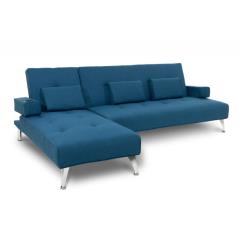 Luxury Γωνιακός καναπές κρεβάτι σε μπλε ύφασμα 258x156x84 cm