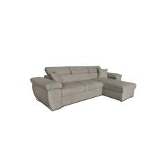 Comy Γωνιακός καναπές-κρεβάτι αναστρέψιμος ύφασμα μπεζ-καφέ 286x160x75-90cm