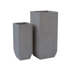 FLOWER POT-1  Set 2 τεμαχίων Cement Grey 25x25x60cm / 35x35x80cm