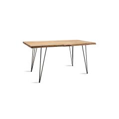 Rich Τραπέζι μασίφ ξύλο χρώμα καρυδί-πόδι μέταλλο μαύρο 160x92x79 cm