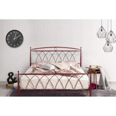 Κρεβάτι Νο23Β Μεταλλικό σε χρώμα μπορντό-σαγρέ για στρώμα 90x190cm