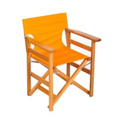 Πολυθρόνα σκηνοθέτη κλασική Οξυά φυσικό ύφασμα πορτοκαλί 61x54x80 cm