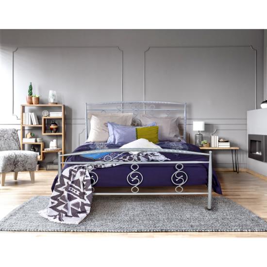 Κρεβάτι Νο71 Μεταλλικό σε χρώμα ασημί για στρώμα 150x200cm