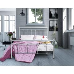 Κρεβάτι Νο73 Μεταλλικό σε χρώμα ασημί για στρώμα 90x190cm