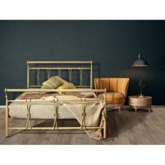 Κρεβάτι Νο93 Μεταλλικό σε χρώμα ανοιχτό μπέζ-σαγρέ για στρώμα 150x200cm
