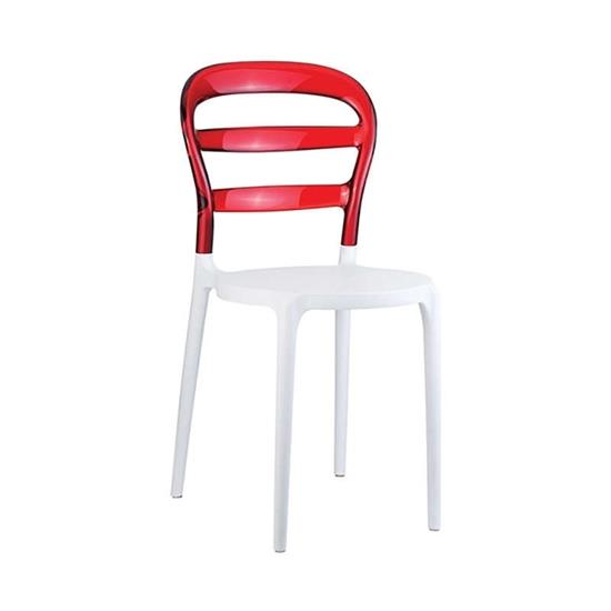 Καρέκλα Πολυπροπυλενίου Ακρυλική Bibi White Red Transparent 42X50X85εκ.