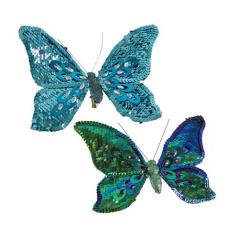 Πεταλούδα με κλιπ, 2 χρ.,μπλε/πράσινο