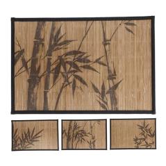 Σουπλά bamboo,μαύρο ρέλι & τροπικά prints,45x30cm