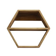 Ράφι με ξύλινο εξάγωνο καφέ πλαίσιο, 51.5x17x45cm