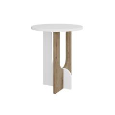Βοηθητικό τραπέζι Luna pakoworld λευκό-φυσικό Φ40x47 εκ